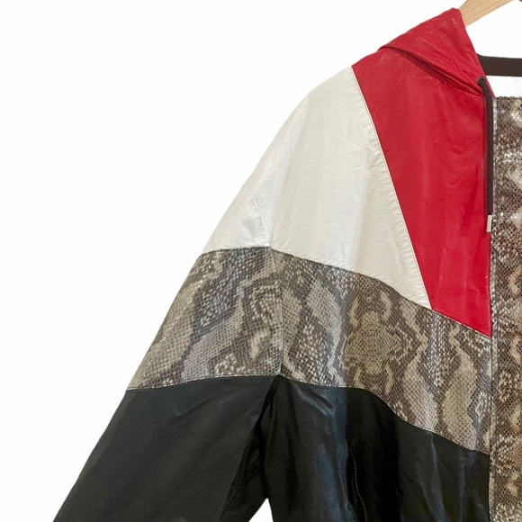 ♦️SOLD♦️MSGM Snakeskin Colorblock Faux Leather Jacket - Picture 5 of 15